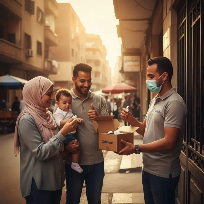 خدمة معاينة الأوردر - مندوب جابهالك يسلم طرد لعائلة