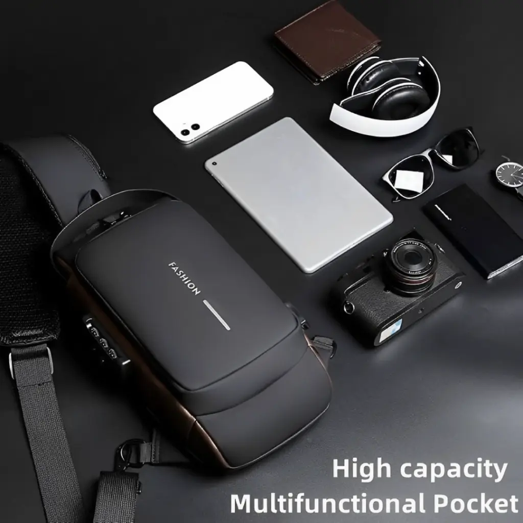 شنطة كروس رجالي بحجم كبير تكفي تابلت وموبايل وباور بانك