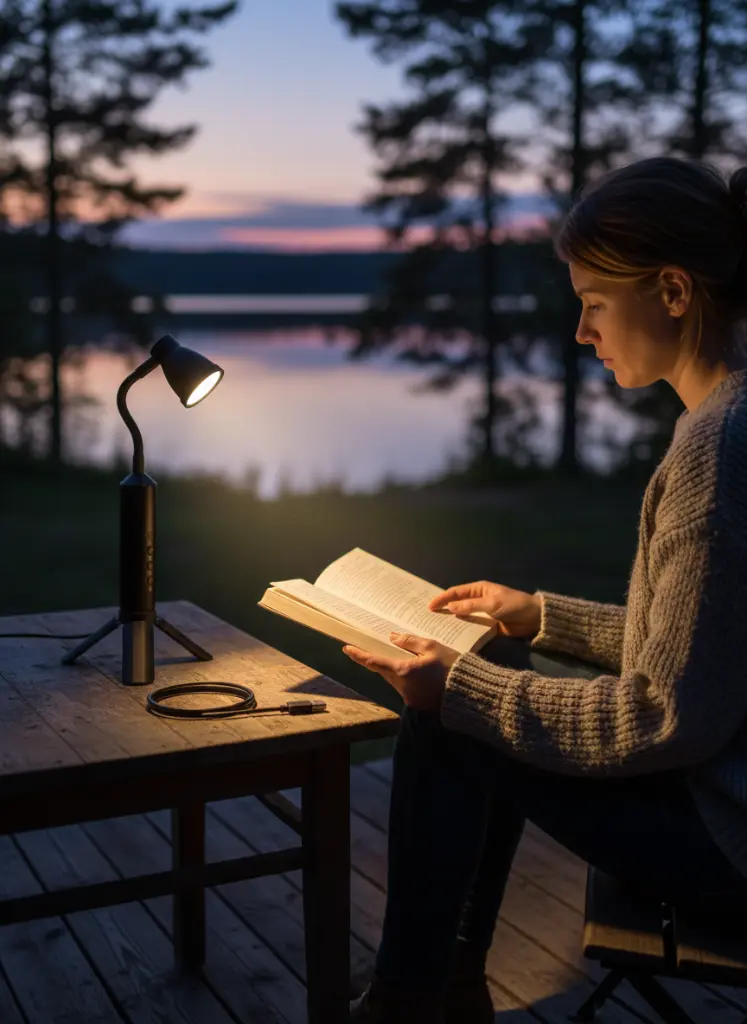 أباجورة ليد محمولة للقراءة والمكاتب - 3 أوضاع إضاءة وشحن USB