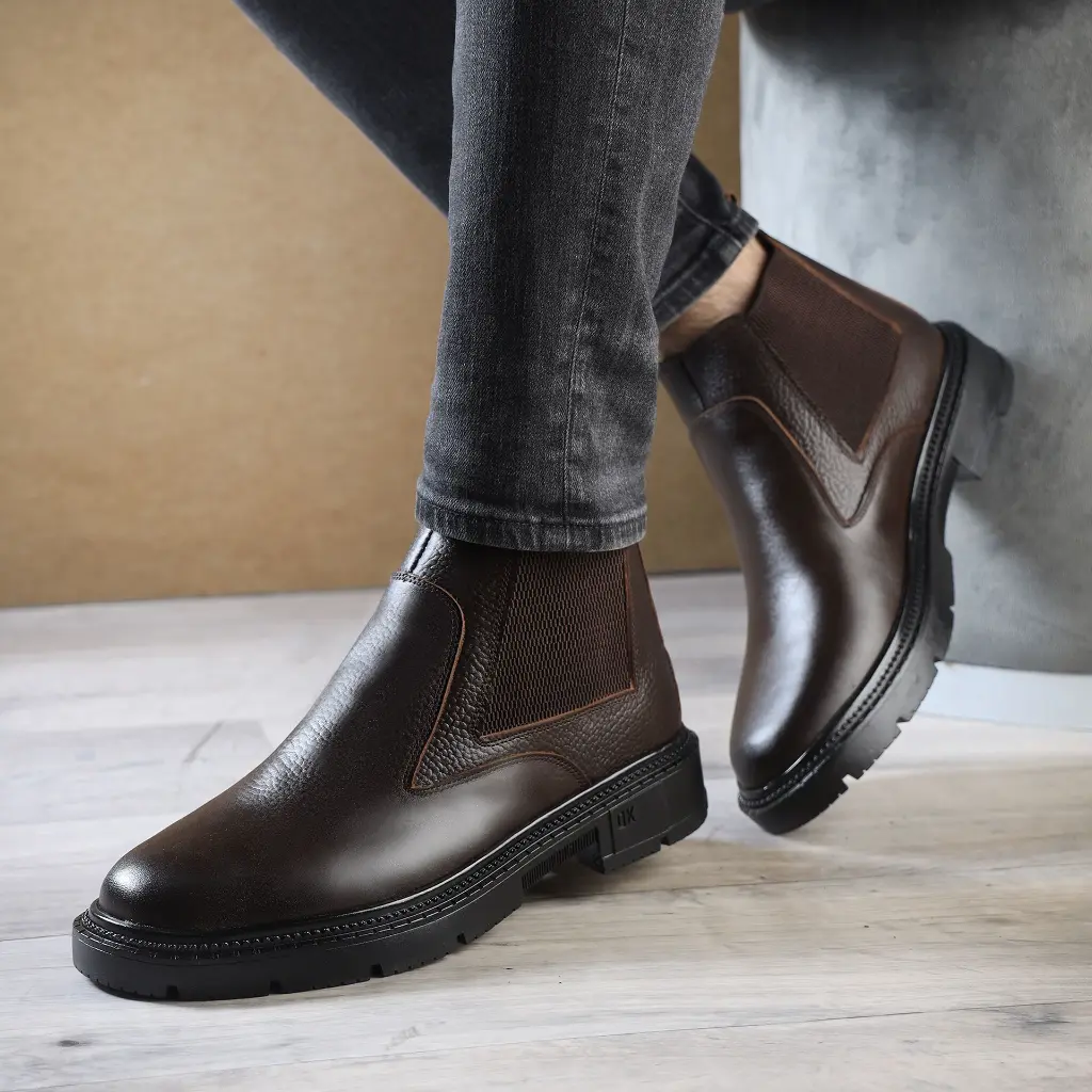 هاف بوت جلد طبيعي 100% – الأناقة الرجالية الكلاسيكية