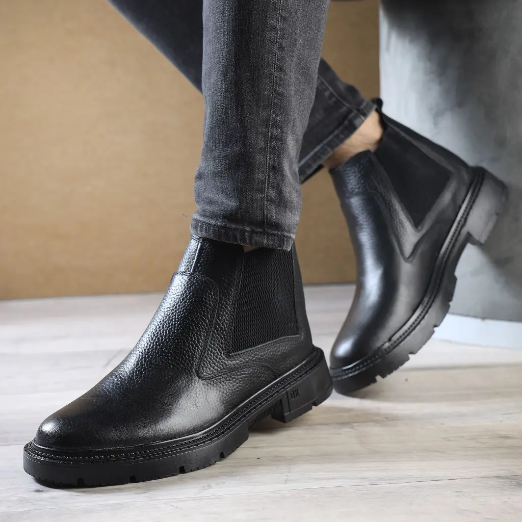 هاف بوت جلد طبيعي 100% – الأناقة الرجالية الكلاسيكية