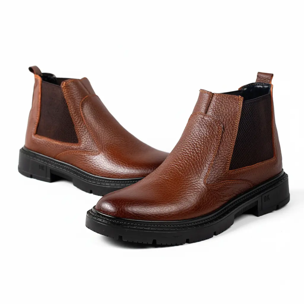 هاف بوت جلد طبيعي 100% – الأناقة الرجالية الكلاسيكية (اسود, 41)