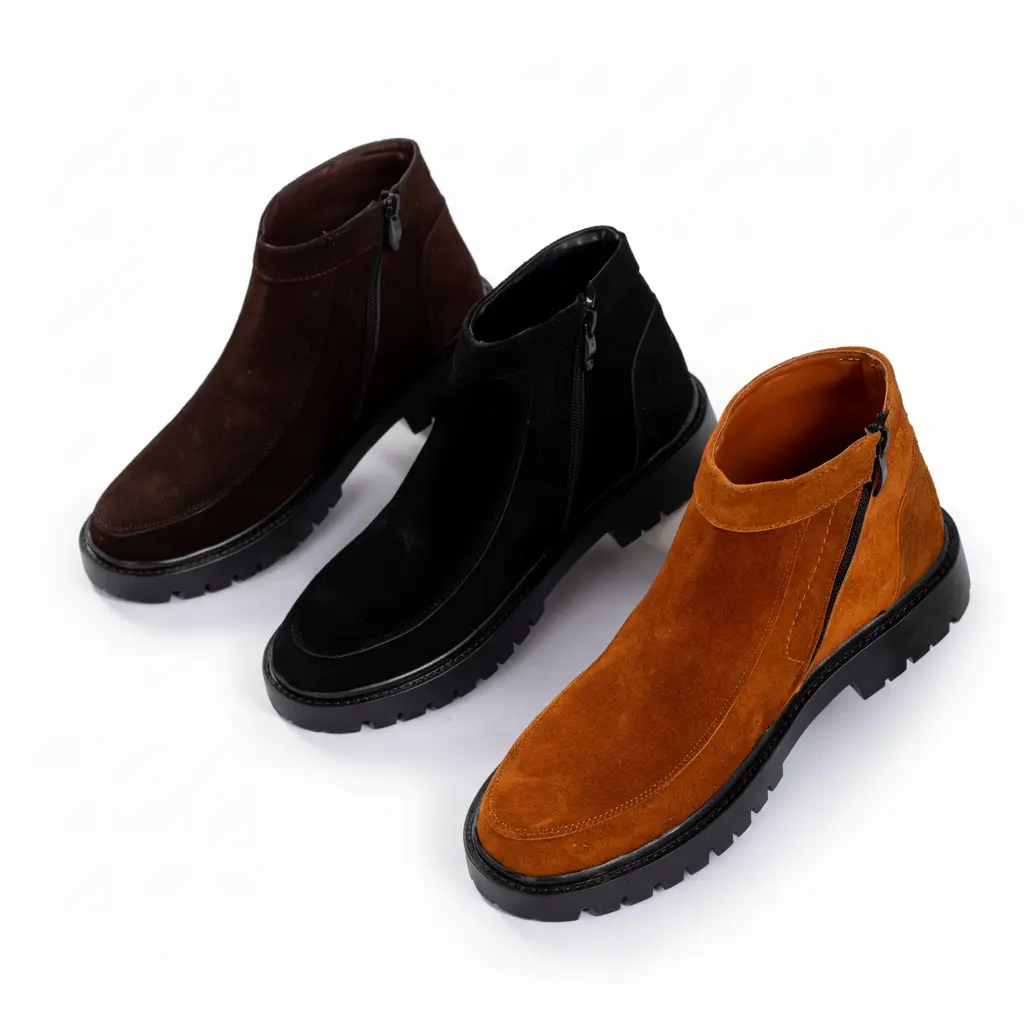 هاف بوت رجالي شمواه طبيعي 100% - أناقة عملية لكل يوم (اسود, 41)